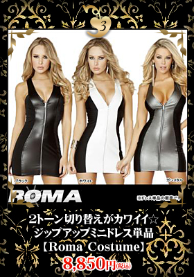 ２トーン切り替えがカワイイ☆ジップアップミニドレス単品 【ローマコスチューム/Roma Costume】